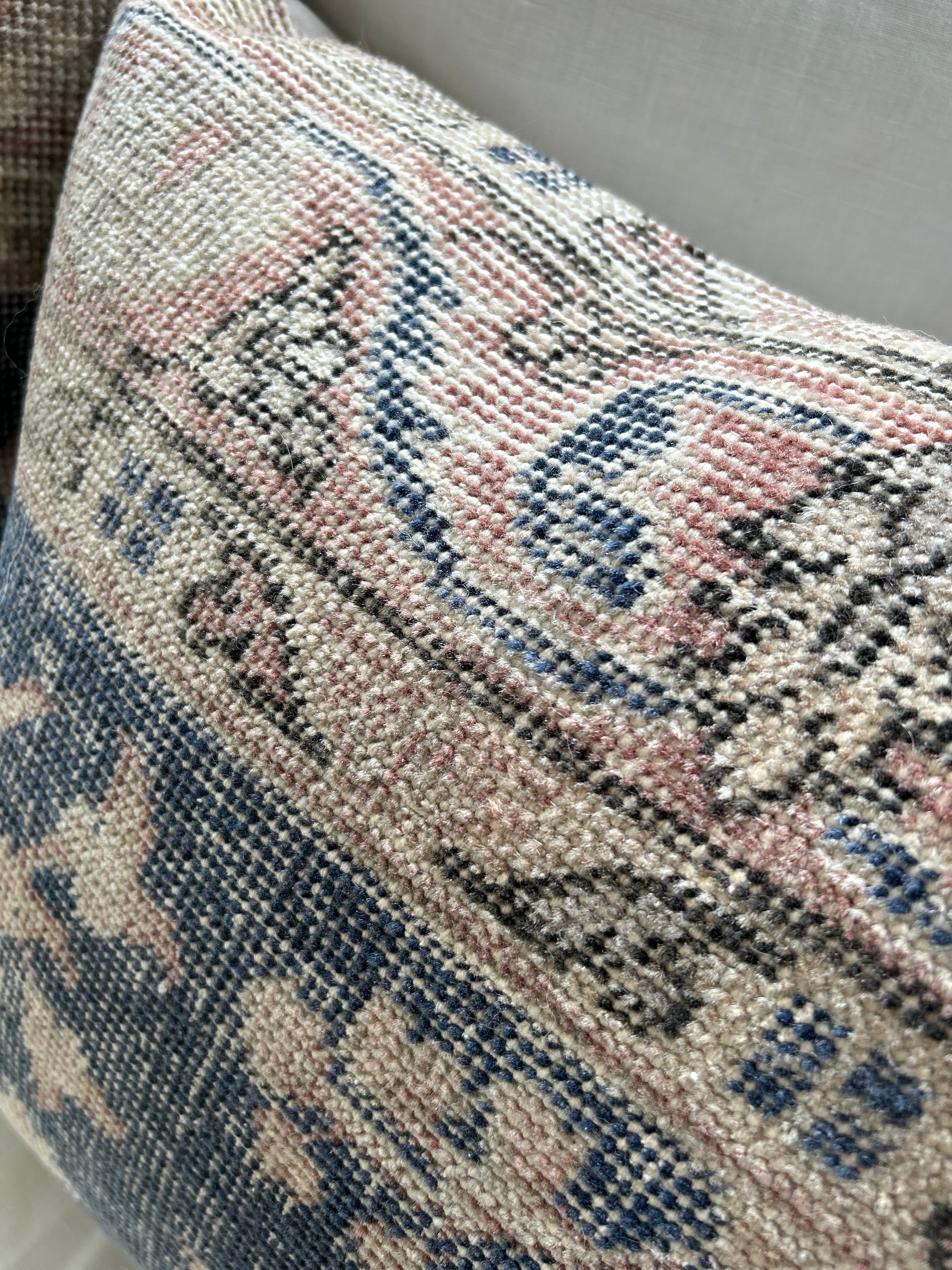 Pair of vintage cushions - navy and pink 50 x 50cm